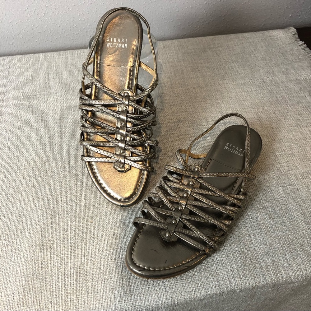 Stuart Weitzman sandals size 7/7.5N metallic elastic